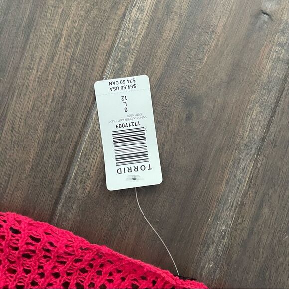 Torrid Red Open Knit V-Neck Sweater L 12 NWT - Picture 6 of 6